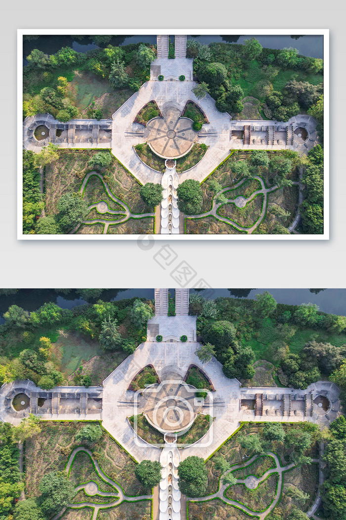 俯拍杭州花圃公园摄影图片