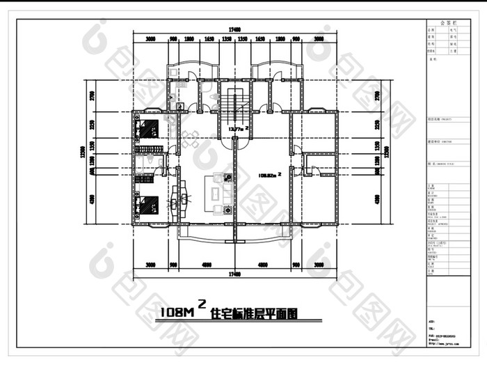 CAD精细化住宅楼户型带面积图库一
