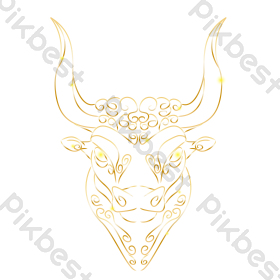线描花纹牛头老牛图片
