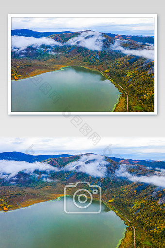 阿尔山高山湖泊同心天池初秋图片