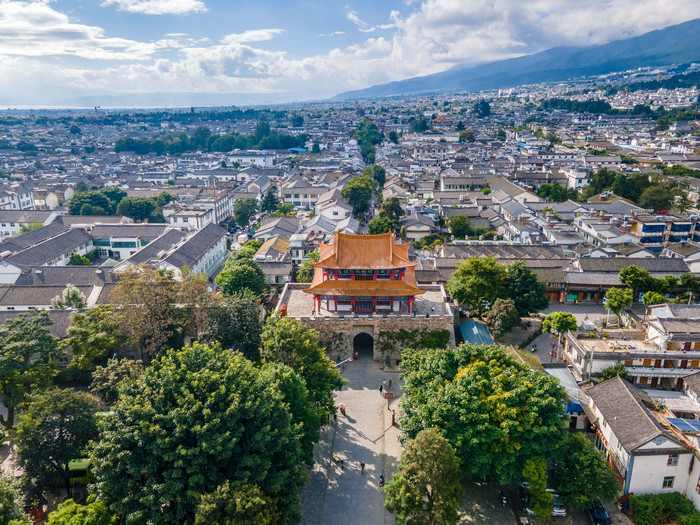 航拍大理地标大理古城景色摄影图片