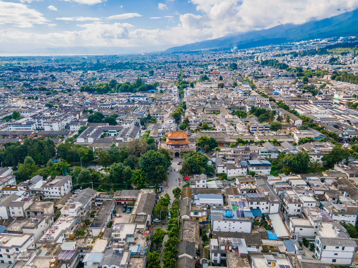 航拍大理地标大理古城景色摄影图图片