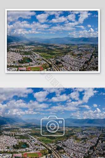 航拍的大理洱海古城高空全景摄影图片