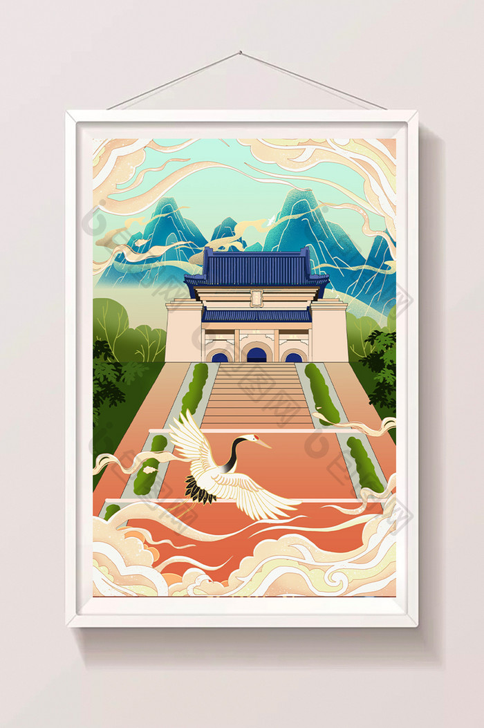 橙色 城市 建筑 风景 旅游 景区 插画