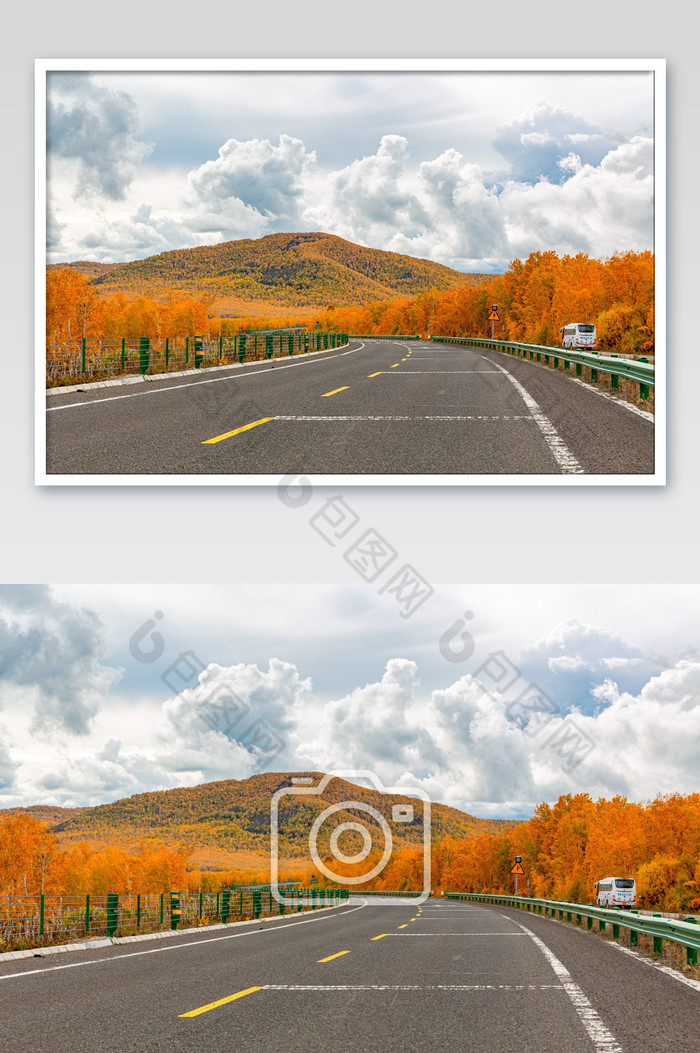 内蒙古恩和的秋色公路图片图片