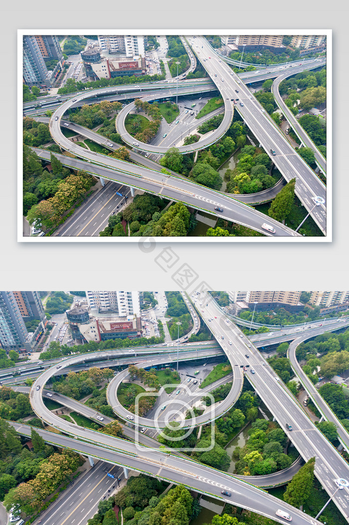 航拍杭州城市高架桥摄影图片