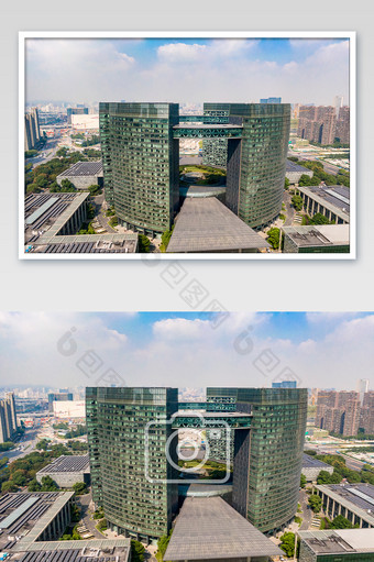 航拍杭州市民中心大楼摄影图片