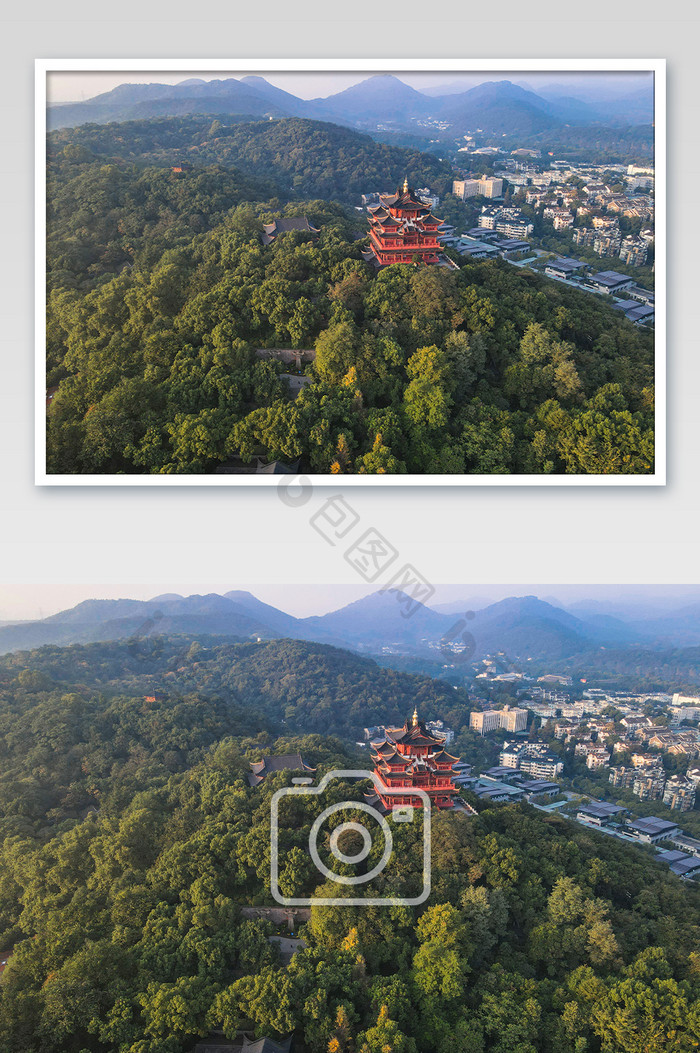 航拍杭州城隍阁景区摄影图片