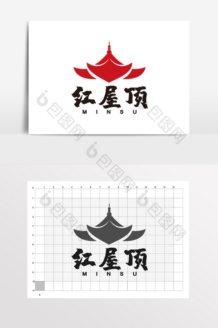 屋檐民宿中国风餐饮LOGO标志VI