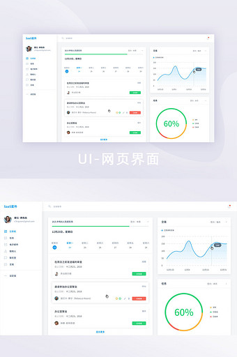 白色SaaS系统仪表盘首页数据可视化图片