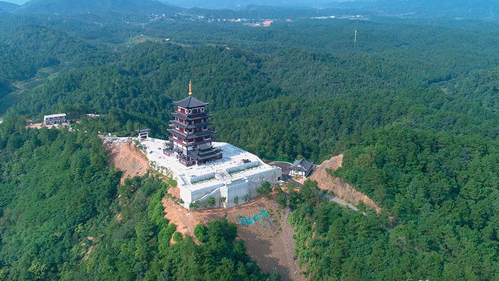 航拍浙江衢州常山县文峰塔