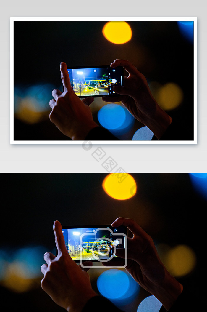 商务西装男手机拍摄画面夜景灯光摄影图图片图片