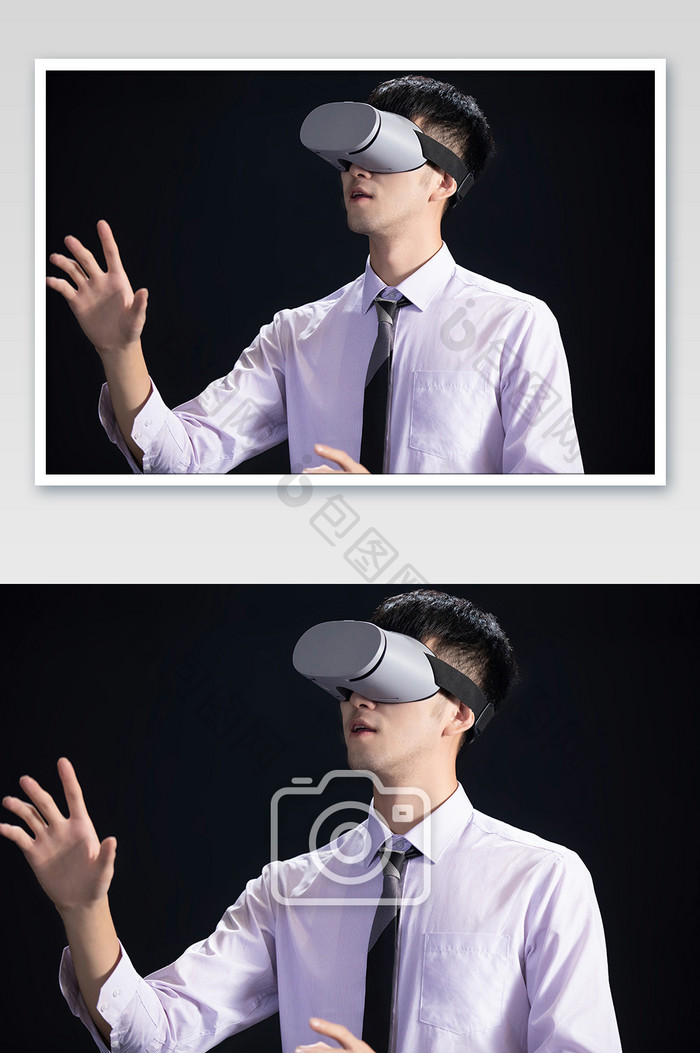 商务衬衫年轻男VR眼镜可做特效摄影图