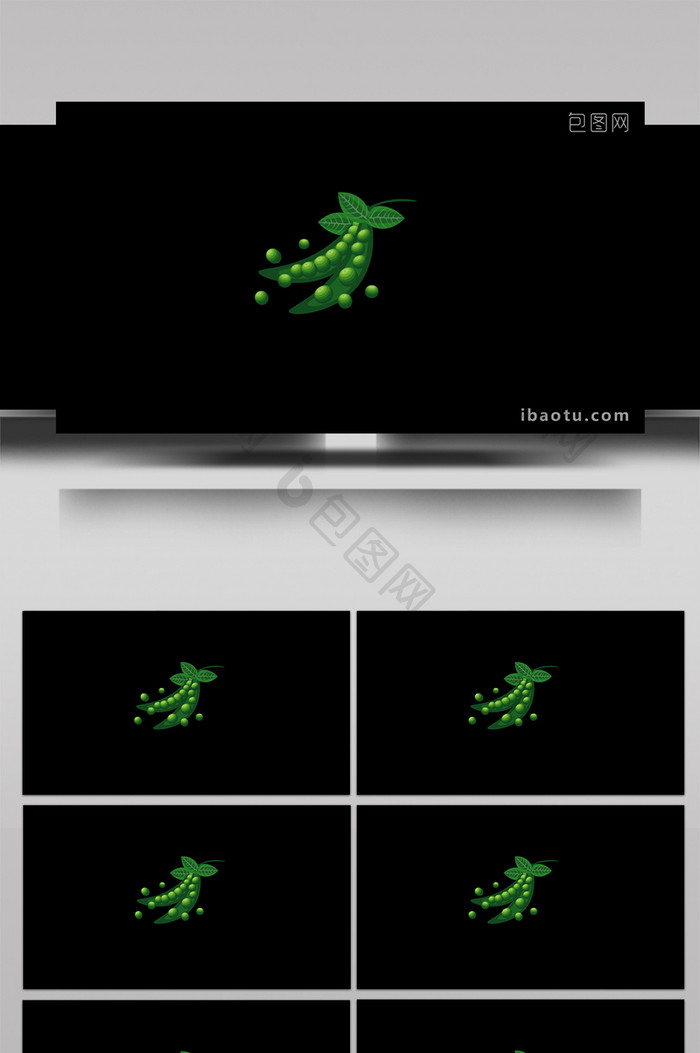 扁平画风水果蔬菜类小动效豆类豌豆MG动画