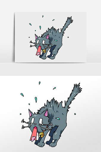 卡通可爱恐惧小猫