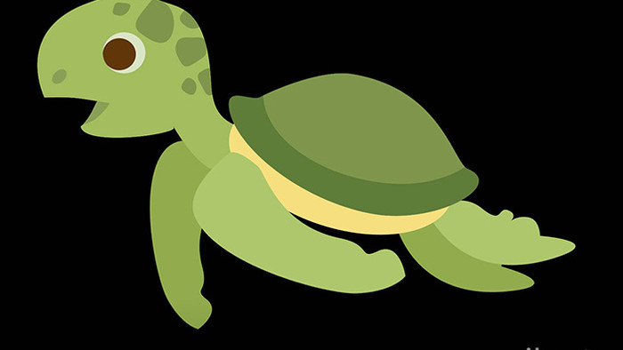 扁平萌系画风可爱动物小特效游动大海龟