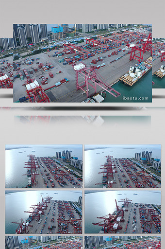 4K航拍海口市海口码头物流运输视频素材图片