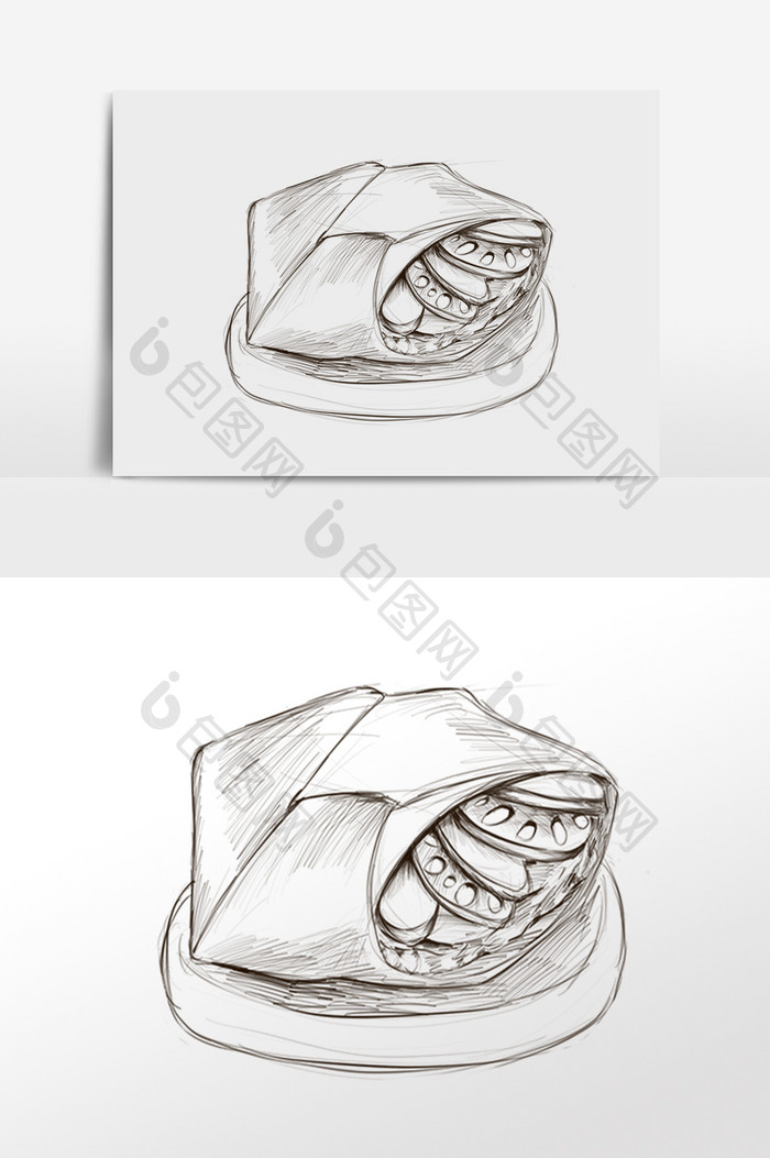 卡通线描美食嫩牛五方