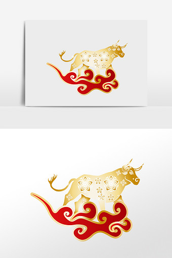 新春春节牛年金牛祥云