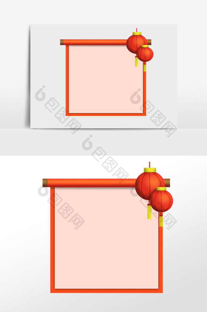 新年灯笼卷轴边框