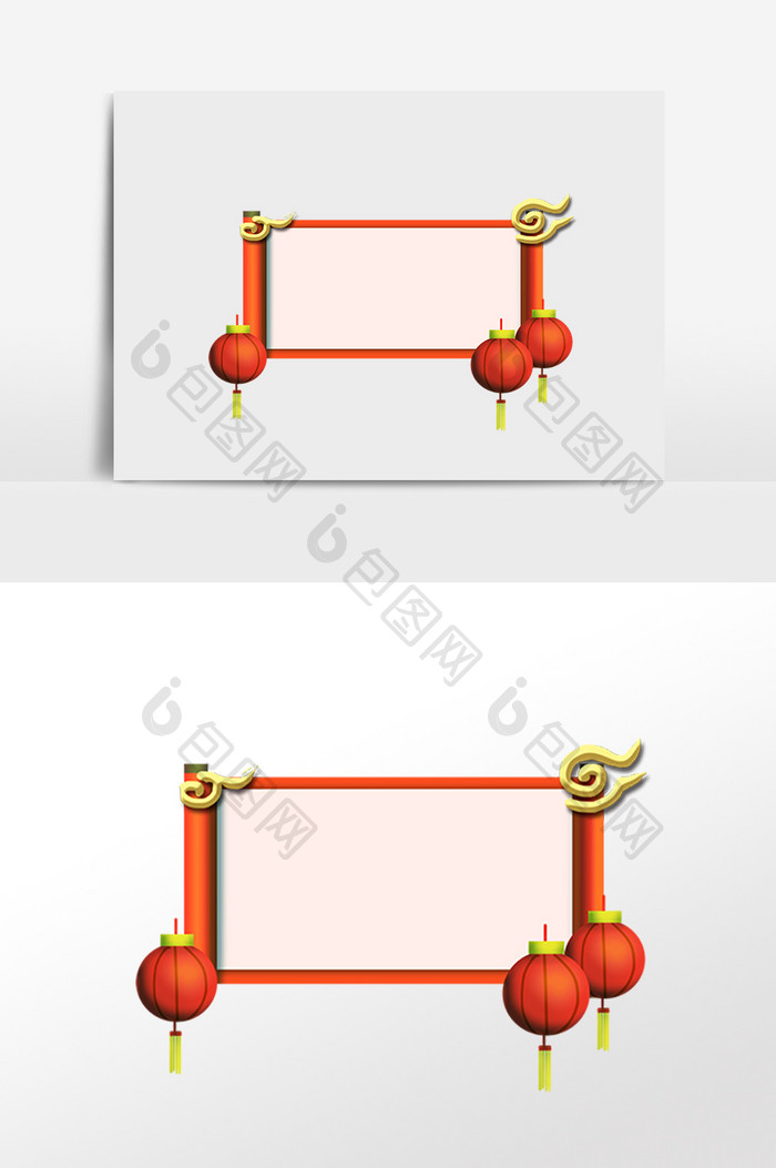 2021新年灯笼卷轴边框