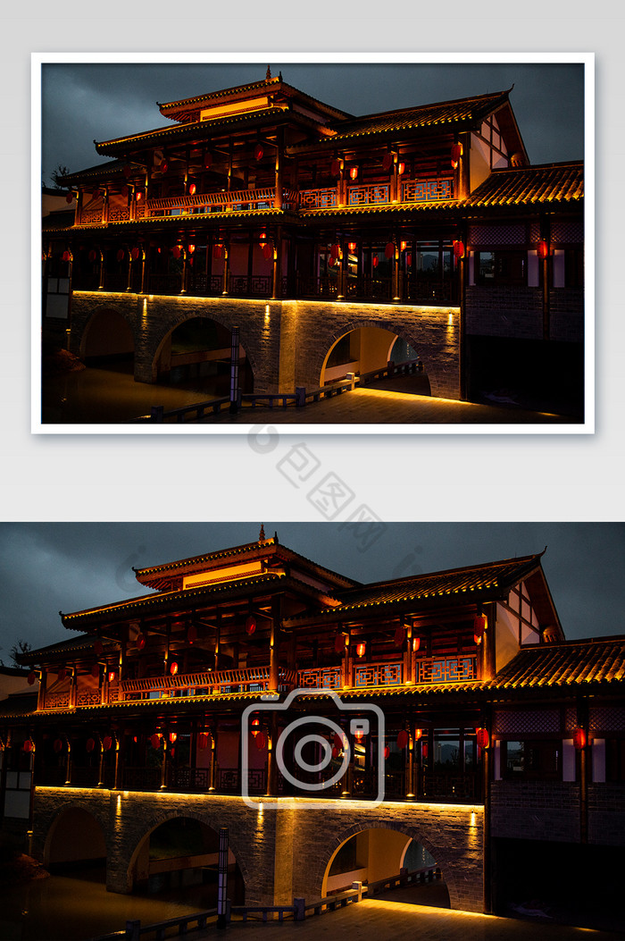 传统复古中式建筑夜景摄影图片图片
