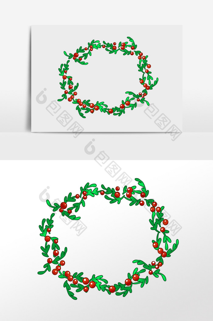 圣诞绿色花环边框