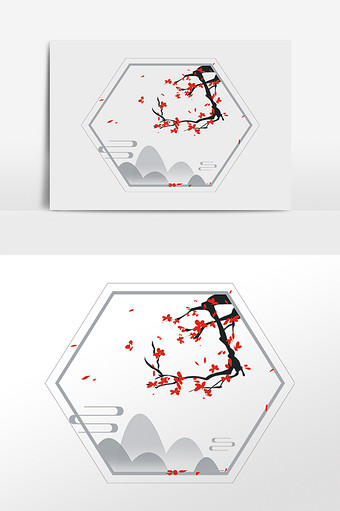 古风梅花山水边框