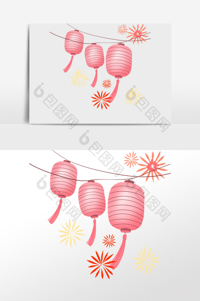 新年春节悬挂粉色灯笼