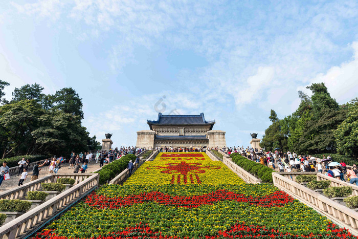 中山陵节日楼梯花卉图片