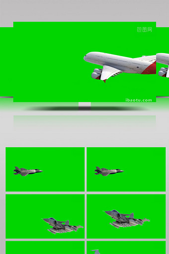 抠像客机飞机飞过展示合成视频图片