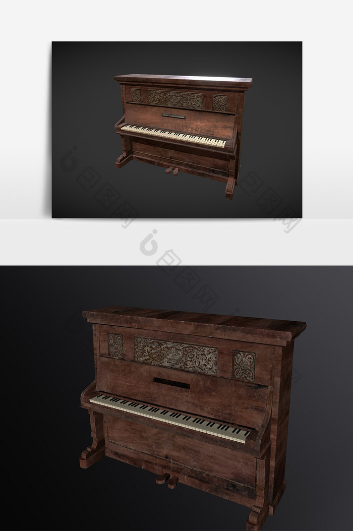 古老欧式钢琴家具模型
