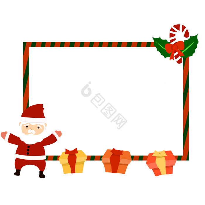 圣诞节圣诞老人礼物盒边框图片
