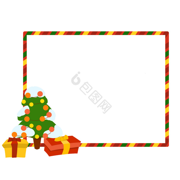 圣诞节礼物圣诞树边框图片