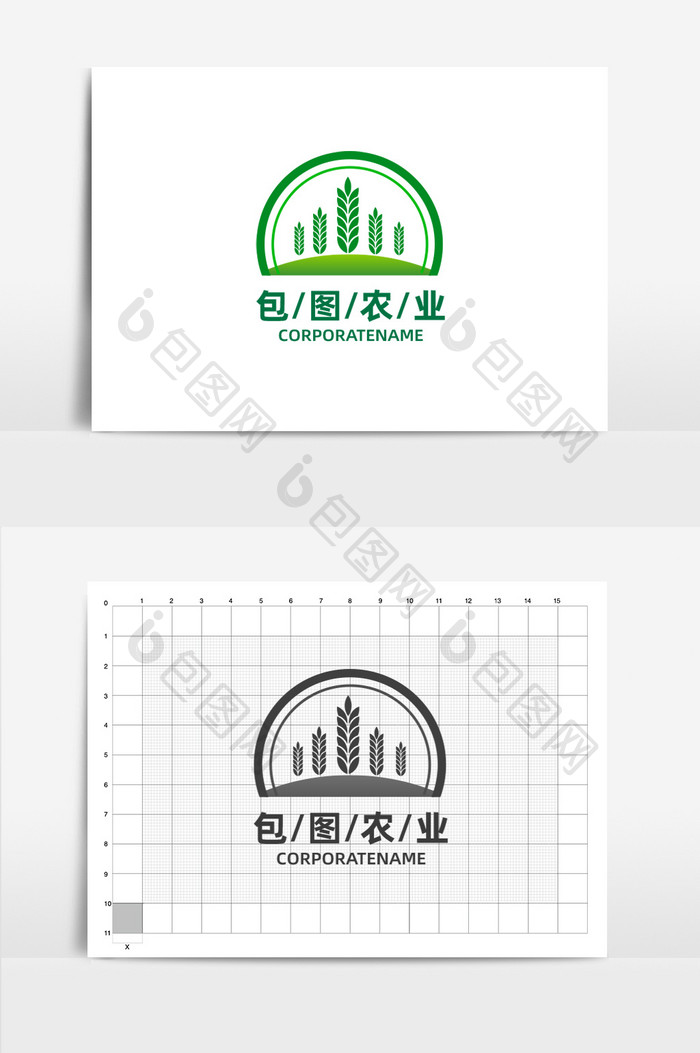 包图农业小麦农田标志logo