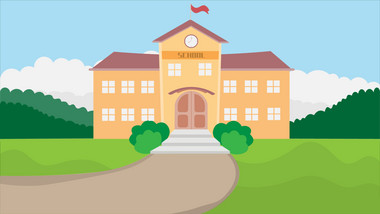 扁平画风教育类建筑类学校小动效mg动画