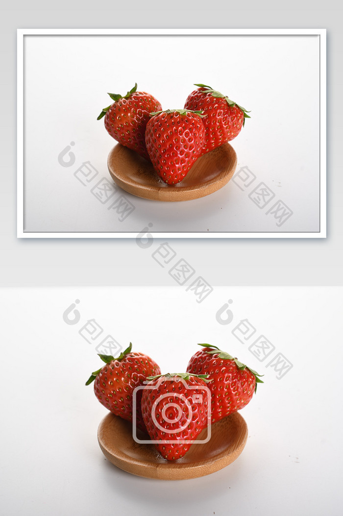 新鲜草莓水果木盘