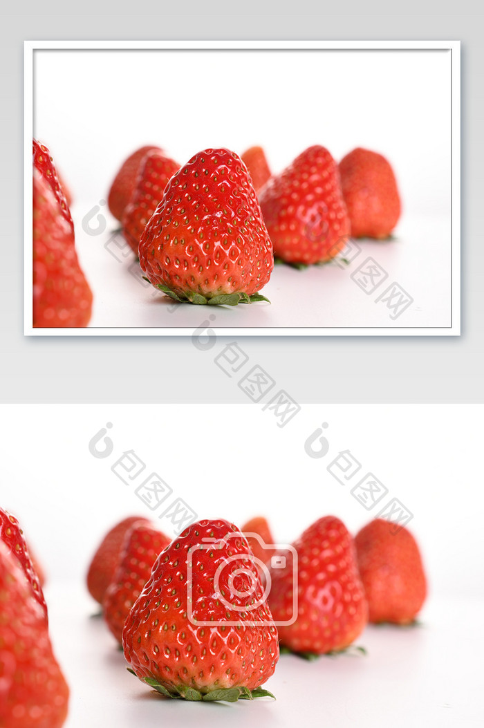 新鲜草莓水果平视效果
