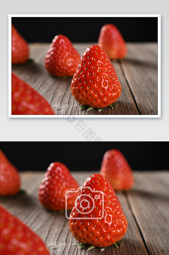 新鲜草莓水果木桌图片图片