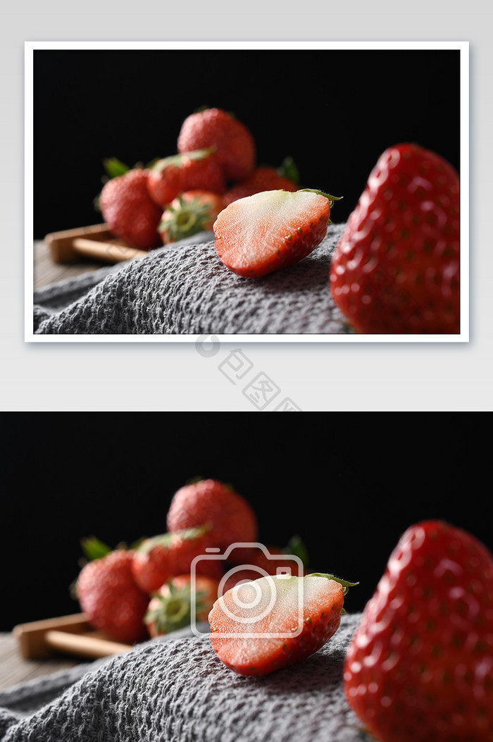 新鲜草莓水果透视效果
