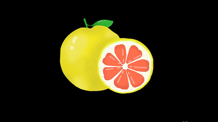扁平风卡通风水果类可爱柚子MG动画