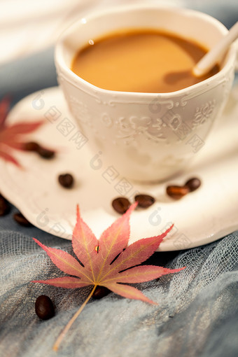 咖啡枫叶秋后深秋十月文艺