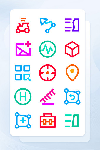 彩色线性车辆辅助驾驶界面矢量icon图标