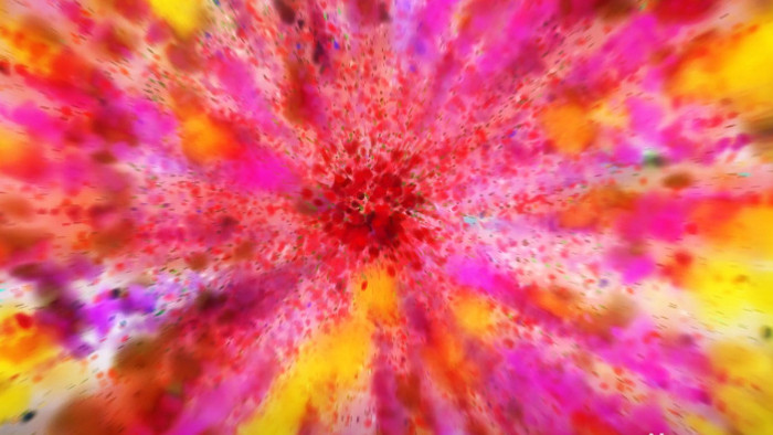 色彩节红粉粒子飞溅动画视频片头AE模板