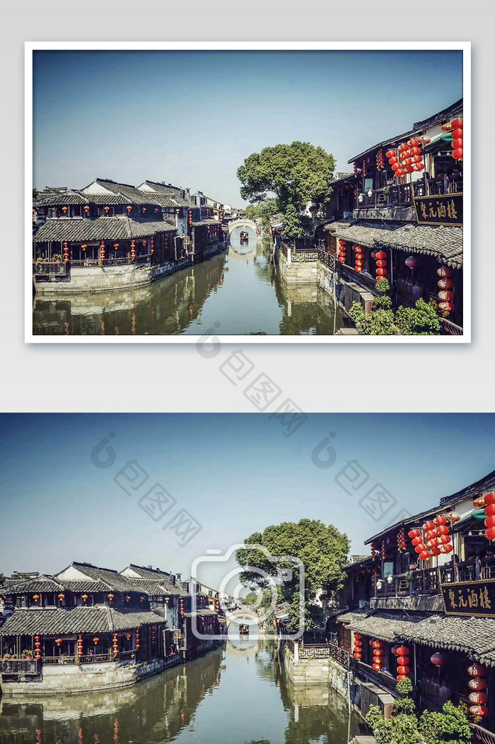 中式江南建筑风景小桥流水
