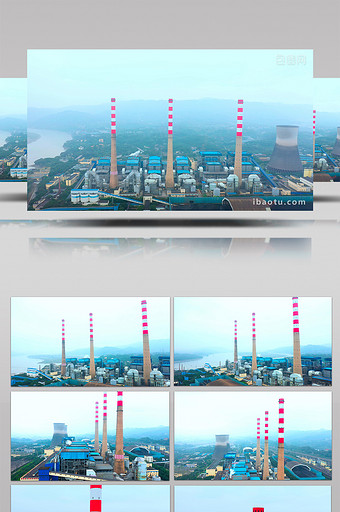4K航拍火力发电厂烟冲视频素材图片