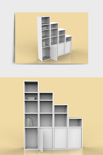 白色家具柜子C4D模型图片