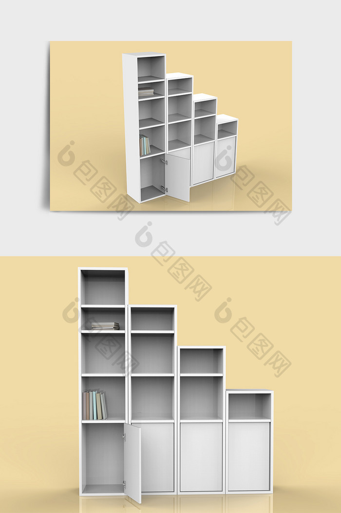 白色家具柜子C4D模型