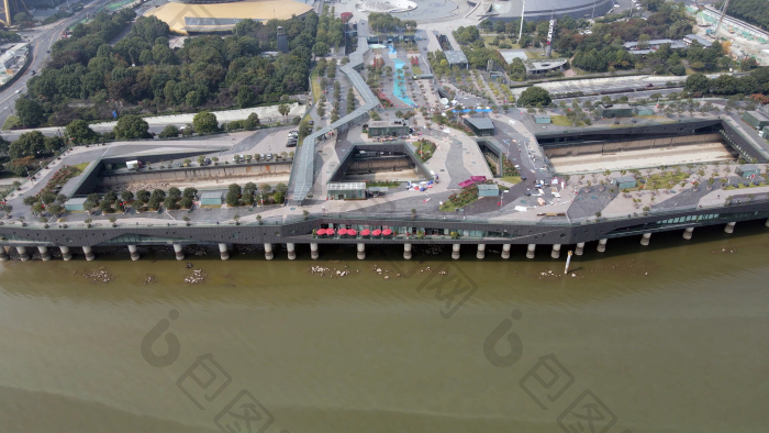 航拍杭州城市阳台