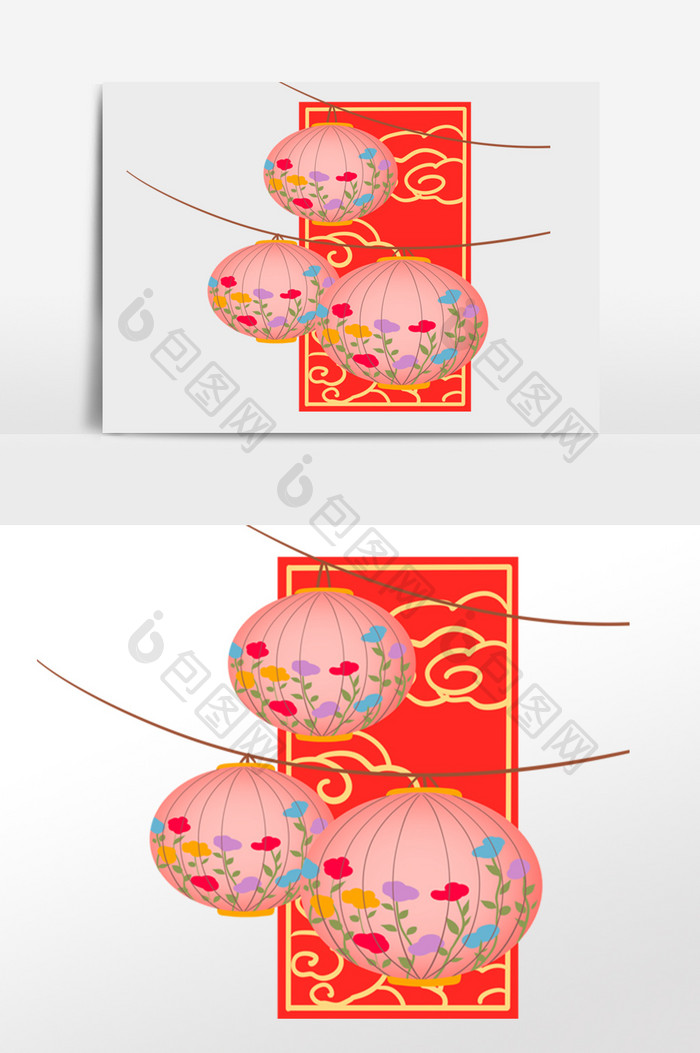 新年新春粉色古风灯笼